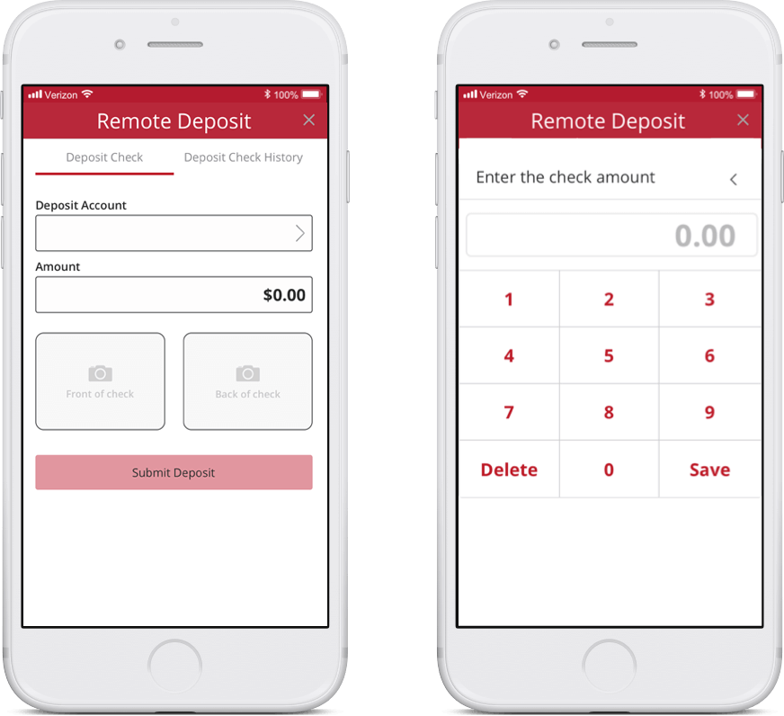 phone with Highridge Credit Union mobile check deposit app